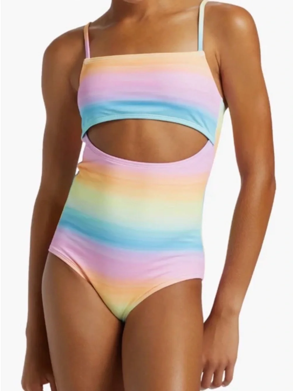 Billabong Vista Dreamin Rainbow Cutout One-Piece Kids Swimsuit - Multi